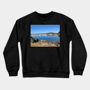 Yachts moored in Quarantine Bay, Eden, NSW Crewneck Sweatshirt